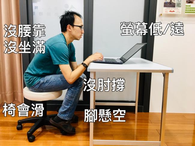 辦公室坐姿調整前