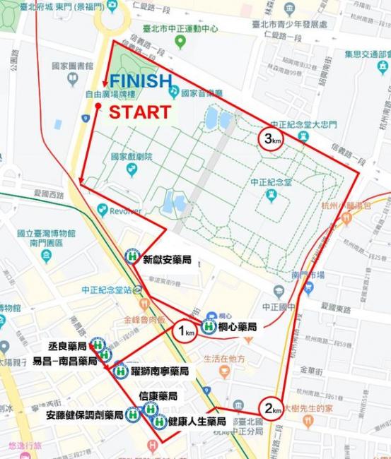 中正紀念堂買口罩練跑路線