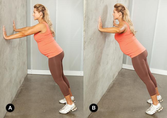 撐牆伏地挺身 Wide wall push up