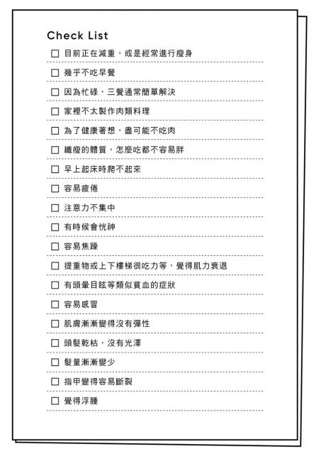 缺乏蛋白質徵兆檢視表