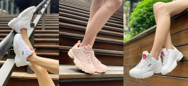 FILA RAY HEART、DISRUPTER II HEART 推出晨曦白與星塵粉兩色共三款