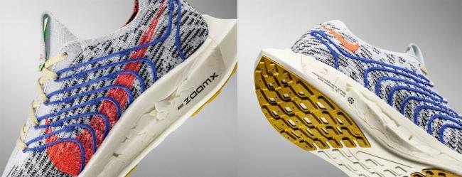 鞋款的 Swoosh 刺繡、鞋帶、內襯和中足的支撐線均採用再生材料