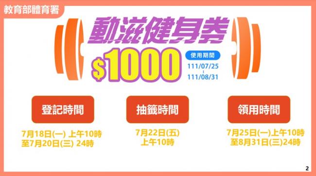 動滋健身券登記、抽籤及領用時間