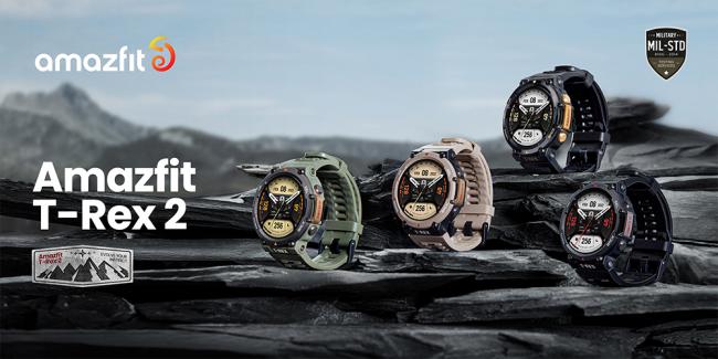 AMAZFIT T-Rex 2軍規級智慧運動手錶(左起)叢林綠、大地黃、星耀黑、午夜黑