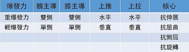 表 9.1 訓練分類